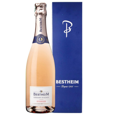 Игристое вино Bestheim, Cremant d'Alsace AOC Brut Rose, gift box